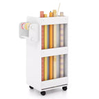Costway Craft Storage Cart Mobile Drawer Utility Cart w/Drawers Shelves White