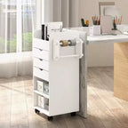Costway Craft Storage Cart Mobile Drawer Utility Cart w/Drawers Shelves White