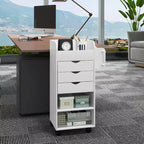 Costway Craft Storage Cart Mobile Drawer Utility Cart w/Drawers Shelves White
