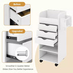 Costway Craft Storage Cart Mobile Drawer Utility Cart w/Drawers Shelves White