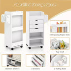 Costway Craft Storage Cart Mobile Drawer Utility Cart w/Drawers Shelves White
