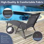 Costway Patio Chaise Lounge Chair Recliner Aluminum Adjustable Headrest Pillow