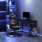 Sedia Gaming Vinsetto Racing Sedia da Ufficio Gamer in Pelle PU a Diamante Schienale Alto Girevole Reclinabile con Poggiapiedi, Supporto Lombare, Altezza Regolabile