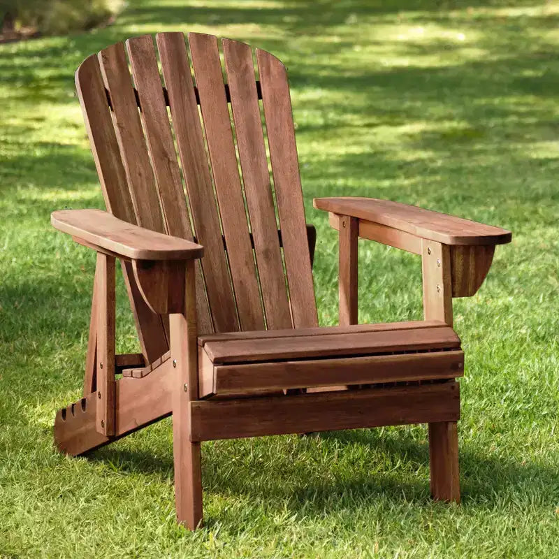 Teal Island Designs Fletcher Dark Wood Outdoor Reclining Adirondack Chairs Set of 2