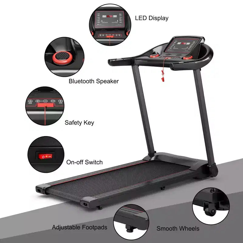 Tapis Roulant Elettrico Costway 2,25HP con Altoparlante Bluetooth e Controllo Tramite APP