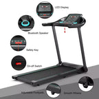 Tapis Roulant Elettrico Costway 2,25HP con Altoparlante Bluetooth e Controllo Tramite APP