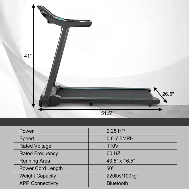 Tapis Roulant Elettrico Costway 2,25HP con Altoparlante Bluetooth e Controllo Tramite APP