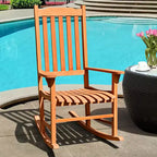 Costway 2 PCS Outdoor Eucalyptus Rocking Chair Single Rocker for Patio Deck Natural
