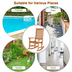 Costway 2 PCS Outdoor Eucalyptus Rocking Chair Single Rocker for Patio Deck Natural