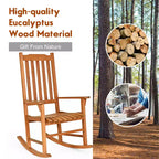 Costway 2 PCS Outdoor Eucalyptus Rocking Chair Single Rocker for Patio Deck Natural