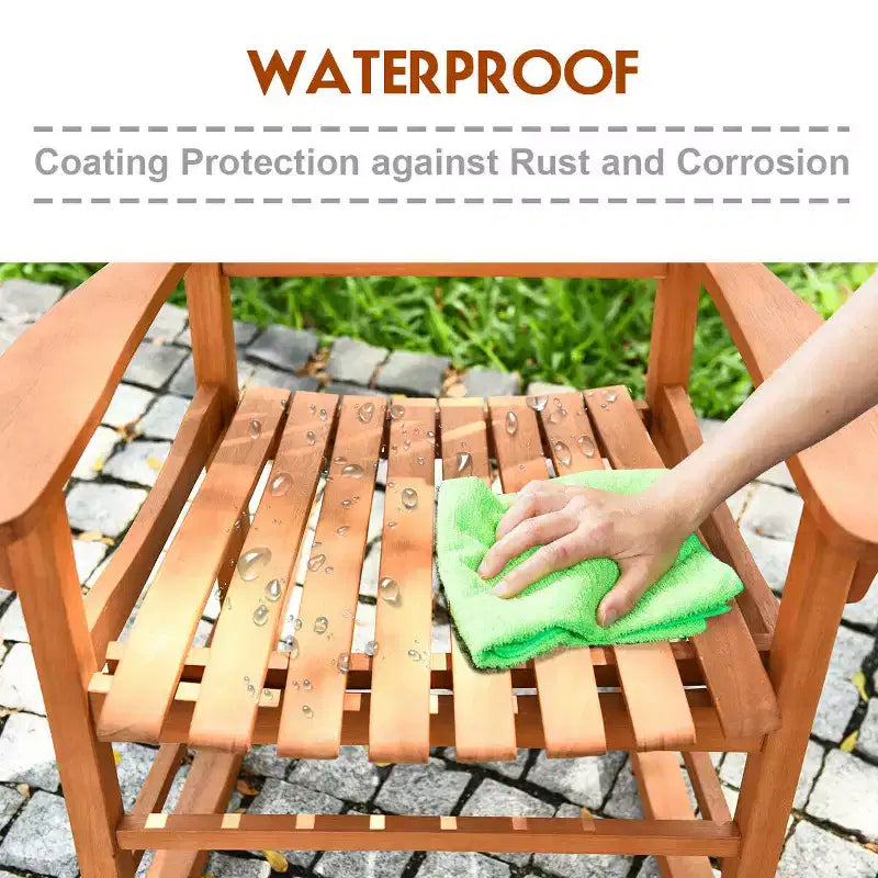 Costway 2 PCS Outdoor Eucalyptus Rocking Chair Single Rocker for Patio Deck Natural