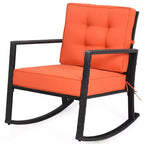 Costway Patio Rattan Rocker Chair Outdoor Glider Wicker Rocking Chair Cushion Lawn Deck