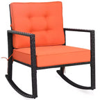 Costway Patio Rattan Rocker Chair Outdoor Glider Wicker Rocking Chair Cushion Lawn Deck