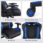 Sedia da Gaming con Massaggio Costway, Sedia da Corsa Reclinabile con Supporto Lombare e Poggiatesta Bianco/Blu/Rosa/Rosso