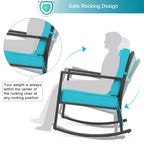 Costway Patio Rattan Rocker Chair Outdoor Glider Rocking Chair Cushion Lawn Turquoise