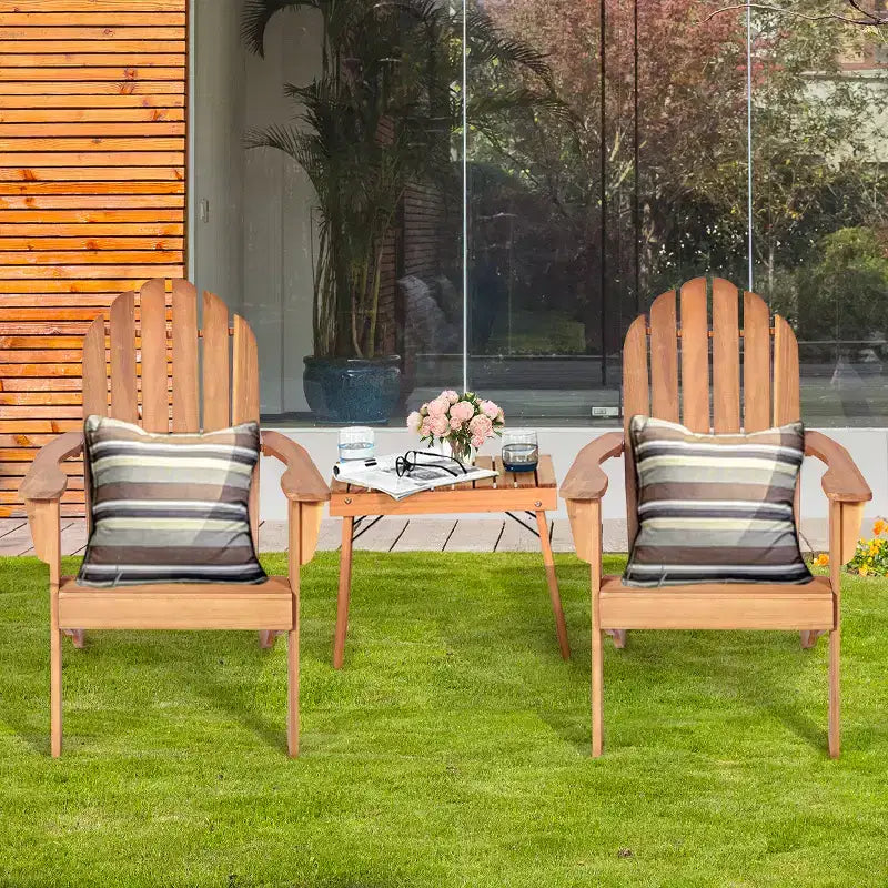 Costway 3PCS Patio Adirondack Chair Table Set Garden Deck Furniture