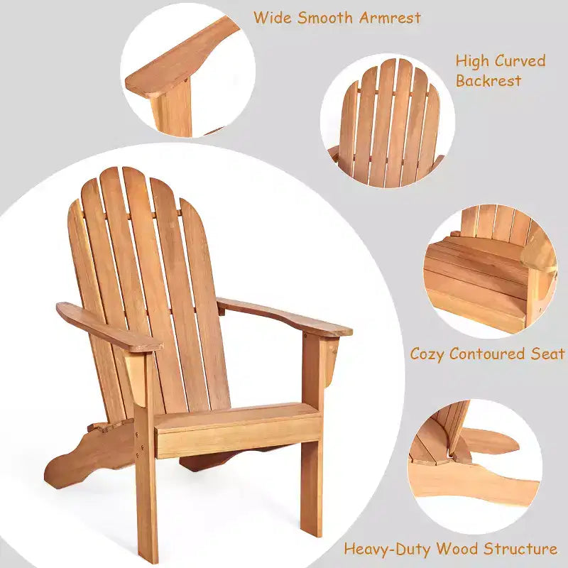Costway 3PCS Patio Adirondack Chair Table Set Garden Deck Furniture