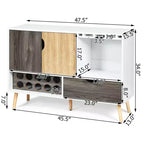 Costway Mid-Century Buffet Sideboard Wooden Storage Cabinet w/ Wine Rack & Glass Holder