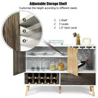 Costway Mid-Century Buffet Sideboard Wooden Storage Cabinet w/ Wine Rack & Glass Holder