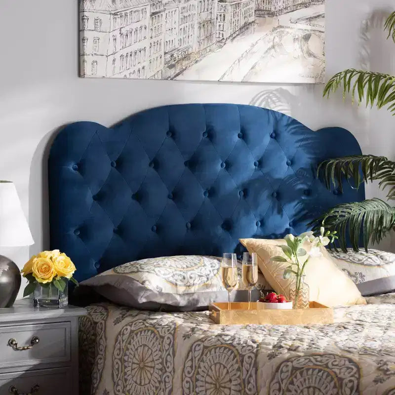 Clovis Velvet Fabric Upholstered Headboard - Baxton Studio