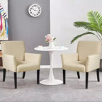 Costway Set of 2 Arm Chair Guest Chair Home Office w/ Wooden Legs