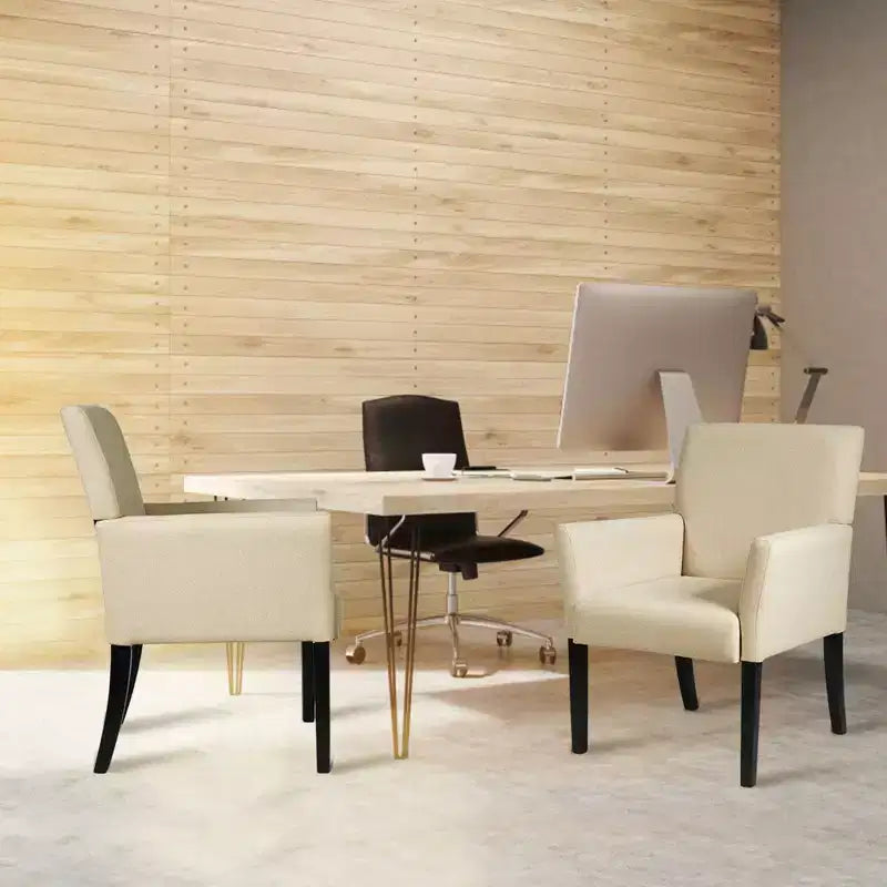 Costway Set of 2 Arm Chair Guest Chair Home Office w/ Wooden Legs