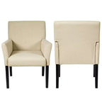 Costway Set of 2 Arm Chair Guest Chair Home Office w/ Wooden Legs