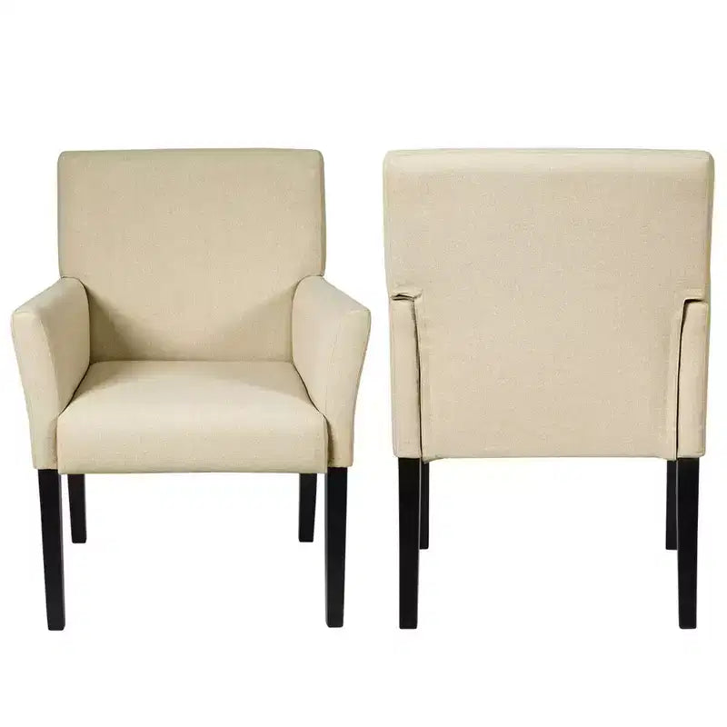 Costway Set of 2 Arm Chair Guest Chair Home Office w/ Wooden Legs
