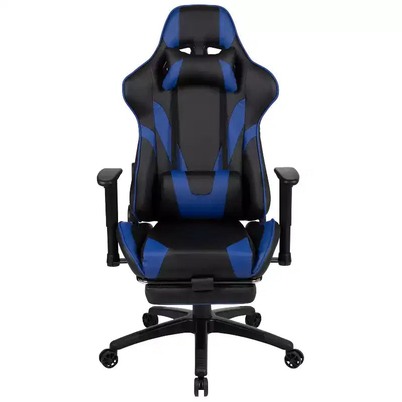 BlackArc Faux Leather Reclining Gaming Chair - Height Adjustable Pivot Arms, Pull-Out Footrest, Headrest & Lumbar Pillows