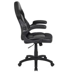 BlackArc High Back Gaming Chair with Faux Leather Upholstery, Height Adjustable Swivel Seat & Padded Flip-Up Arms