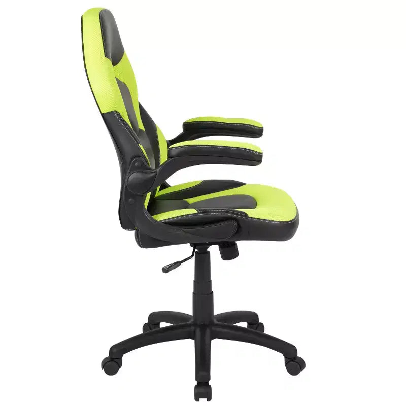 BlackArc High Back Gaming Chair with Faux Leather Upholstery, Height Adjustable Swivel Seat & Padded Flip-Up Arms