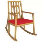 Costway Patio Rocking Chair Acacia Wood Armrest Cushioned Sofa Garden Deck White\Red\Turquoise
