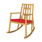 Costway Patio Rocking Chair Acacia Wood Armrest Cushioned Sofa Garden Deck White\Red\Turquoise