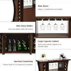Costway Rolling Buffet Sideboard Wooden Bar Storage Cabinet w/ Wine Rack & Glass Holder