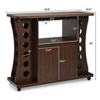 Costway Rolling Buffet Sideboard Wooden Bar Storage Cabinet w/ Wine Rack & Glass Holder