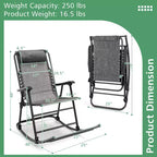 Sedia a dondolo pieghevole Costway Zero Gravity da esterno con poggiatesta, turchese/grigio