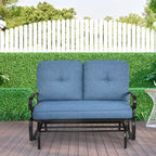 Costway Dondolo da Esterno a 2 Posti con Cuscini, Poltrona Sdraio Divanetto Blu/Beige/Grigio/Blu scuro
