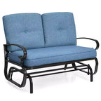 Costway Dondolo da Esterno a 2 Posti con Cuscini, Poltrona Sdraio Divanetto Blu/Beige/Grigio/Blu scuro