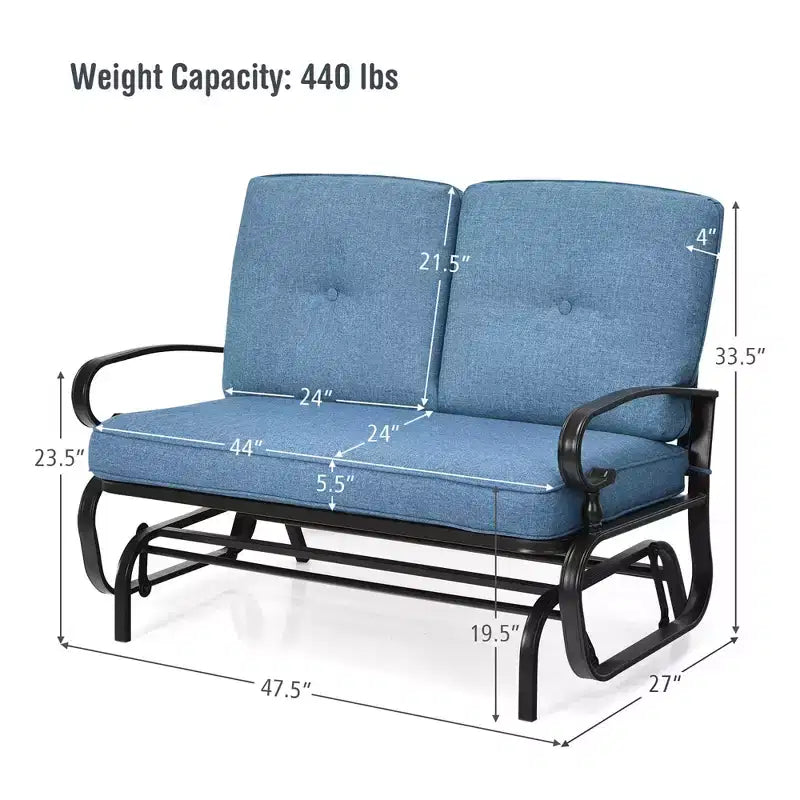 Costway Dondolo da Esterno a 2 Posti con Cuscini, Poltrona Sdraio Divanetto Blu/Beige/Grigio/Blu scuro