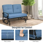 Costway Dondolo da Esterno a 2 Posti con Cuscini, Poltrona Sdraio Divanetto Blu/Beige/Grigio/Blu scuro