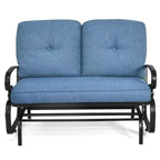 Costway Dondolo da Esterno a 2 Posti con Cuscini, Poltrona Sdraio Divanetto Blu/Beige/Grigio/Blu scuro