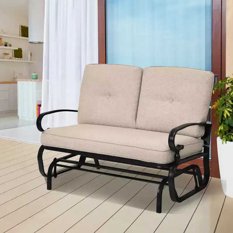 Costway Dondolo da Esterno a 2 Posti con Cuscini, Poltrona Sdraio Divanetto Blu/Beige/Grigio/Blu scuro