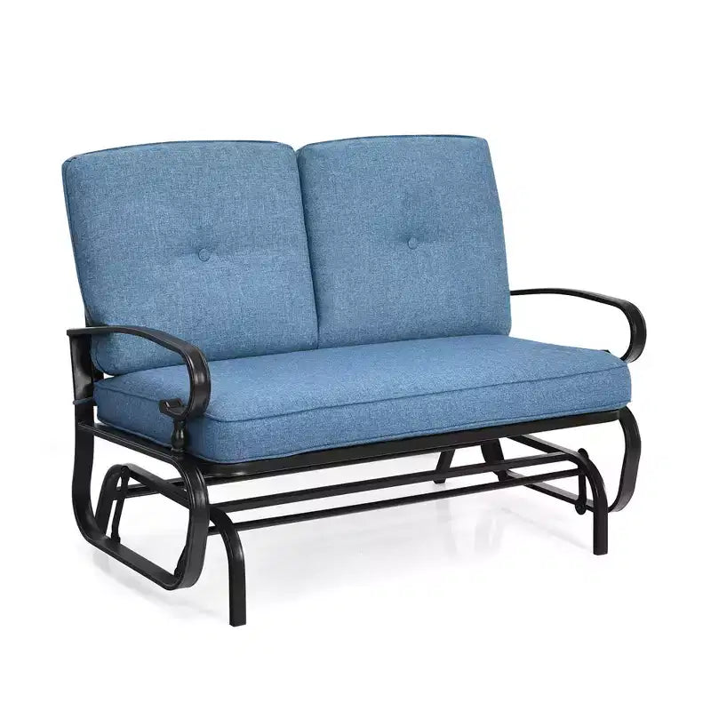 Costway Dondolo da Esterno a 2 Posti con Cuscini, Poltrona Sdraio Divanetto Blu/Beige/Grigio/Blu scuro