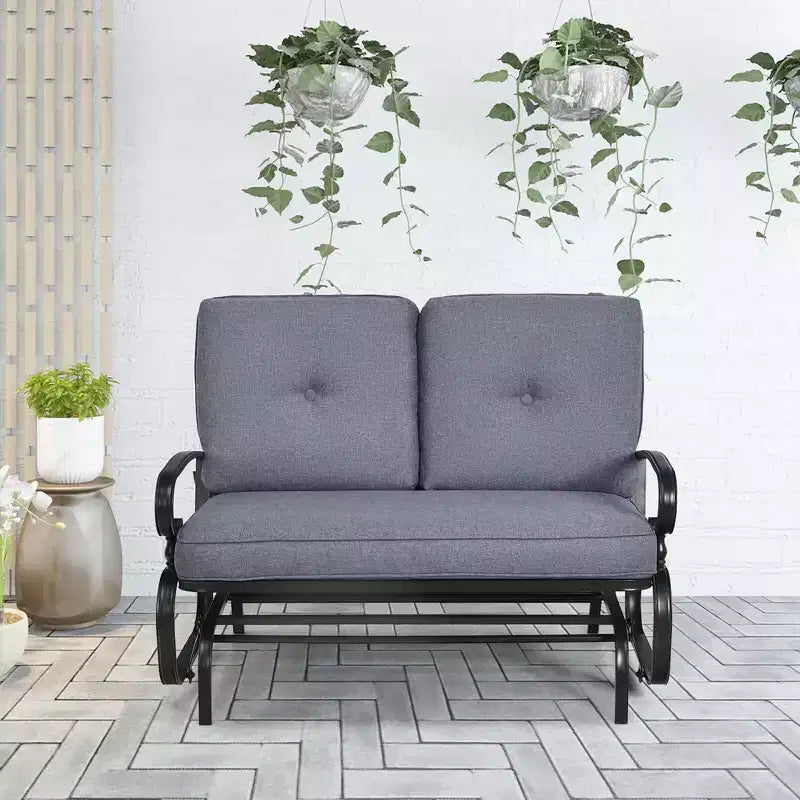 Costway Dondolo da Esterno a 2 Posti con Cuscini, Poltrona Sdraio Divanetto Blu/Beige/Grigio/Blu scuro