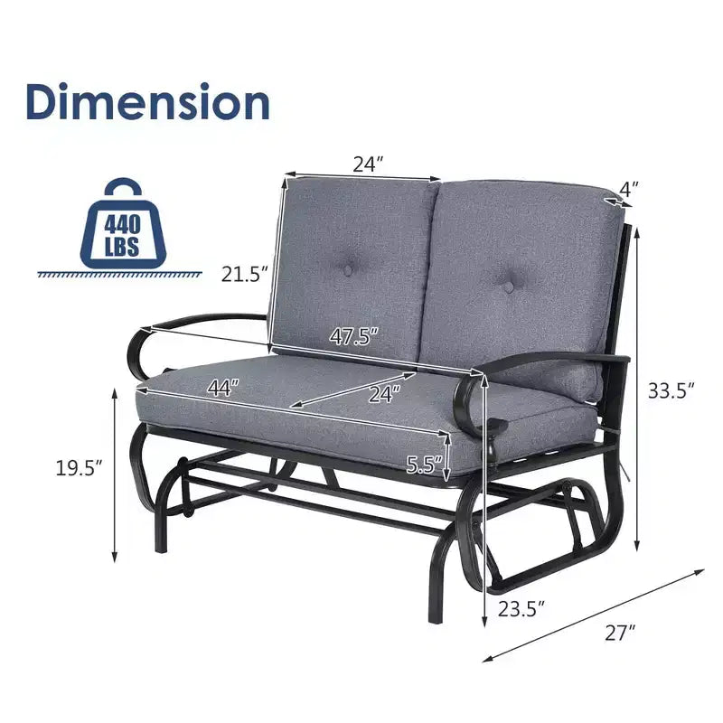 Costway Dondolo da Esterno a 2 Posti con Cuscini, Poltrona Sdraio Divanetto Blu/Beige/Grigio/Blu scuro