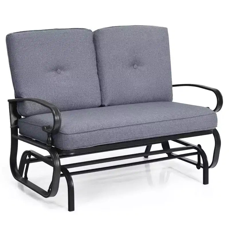 Costway Dondolo da Esterno a 2 Posti con Cuscini, Poltrona Sdraio Divanetto Blu/Beige/Grigio/Blu scuro