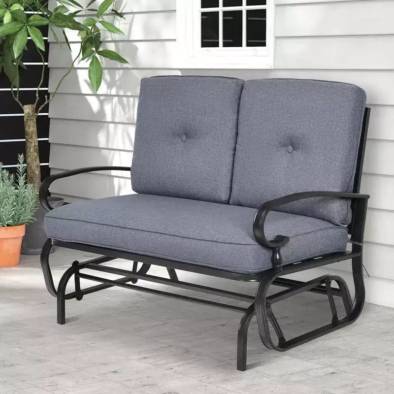 Costway Dondolo da Esterno a 2 Posti con Cuscini, Poltrona Sdraio Divanetto Blu/Beige/Grigio/Blu scuro