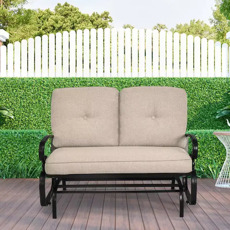 Costway Dondolo da Esterno a 2 Posti con Cuscini, Poltrona Sdraio Divanetto Blu/Beige/Grigio/Blu scuro