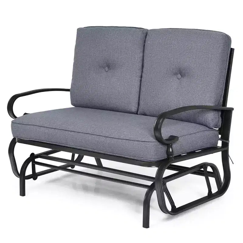 Costway Dondolo da Esterno a 2 Posti con Cuscini, Poltrona Sdraio Divanetto Blu/Beige/Grigio/Blu scuro
