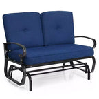 Costway Dondolo da Esterno a 2 Posti con Cuscini, Poltrona Sdraio Divanetto Blu/Beige/Grigio/Blu scuro